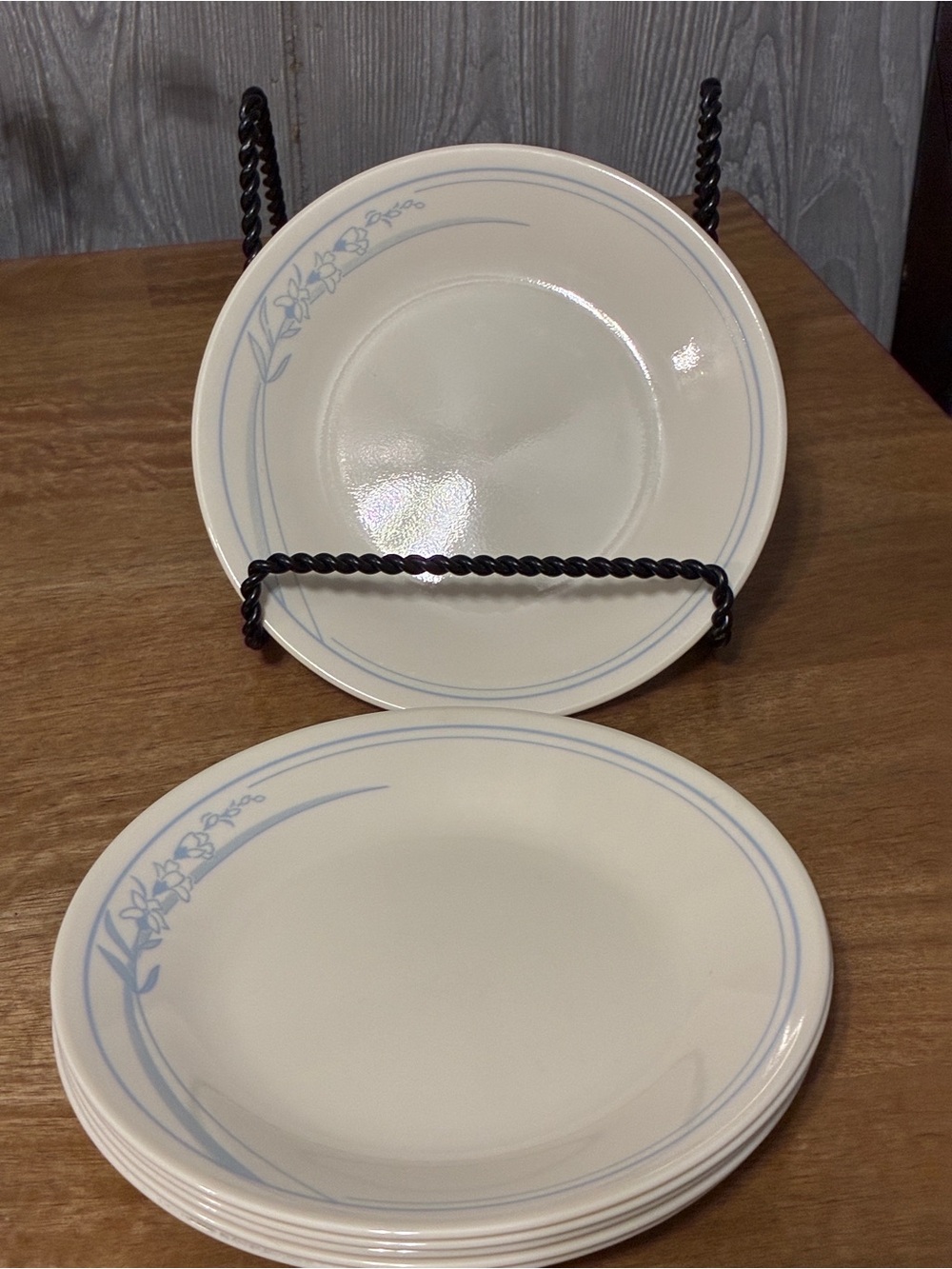 6 Vintage Corelle Corning BLUE LILY Bread & Butter Dessert Salad Plates 6.75"-